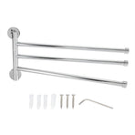 Bathroom Wall Mounted Towel Rack Swing Out Rotating Towel Hanger Shelf (3 Arms)