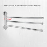 Bathroom Wall Mounted Towel Rack Swing Out Rotating Towel Hanger Shelf (3 Arms) - Front View