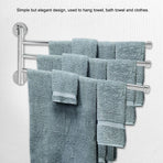 Bathroom Wall Mounted Towel Rack Swing Out Rotating Towel Hanger Shelf (3 Arms)