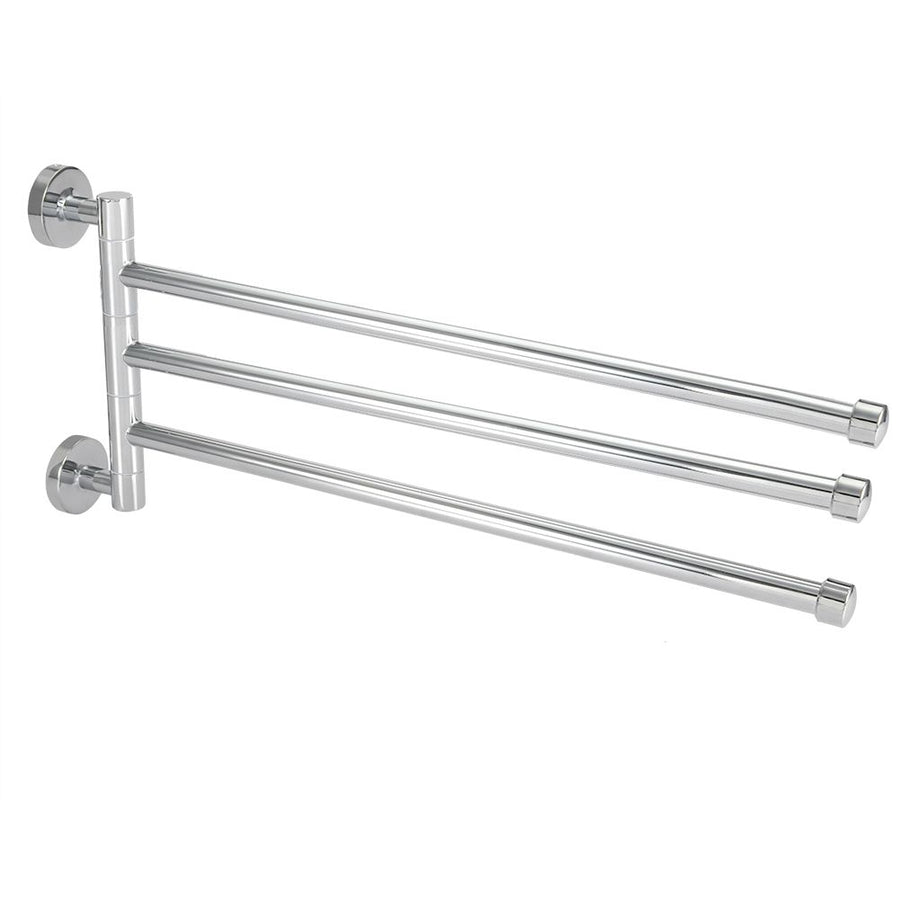 Bathroom Wall Mounted Towel Rack Swing Out Rotating Towel Hanger Shelf (3 Arms)