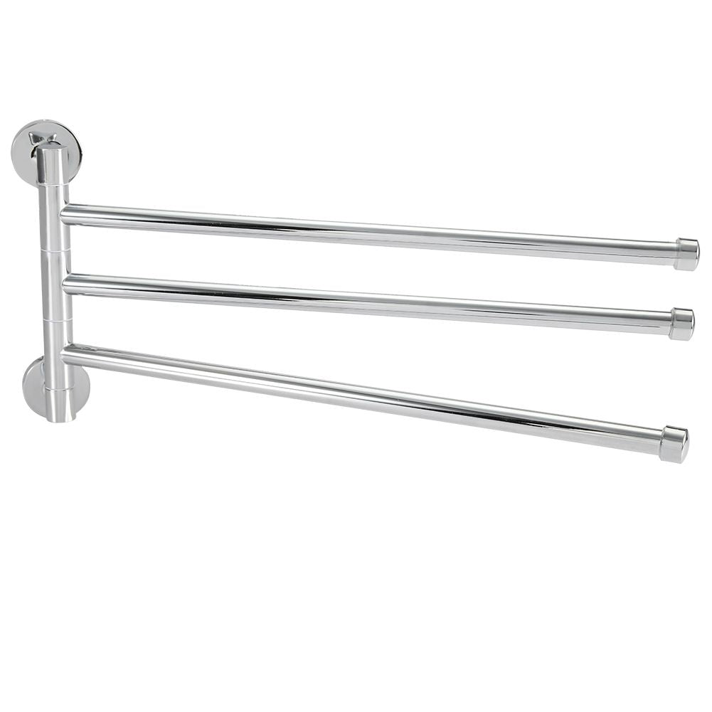 Bathroom Wall Mounted Towel Rack Swing Out Rotating Towel Hanger Shelf (3 Arms)
