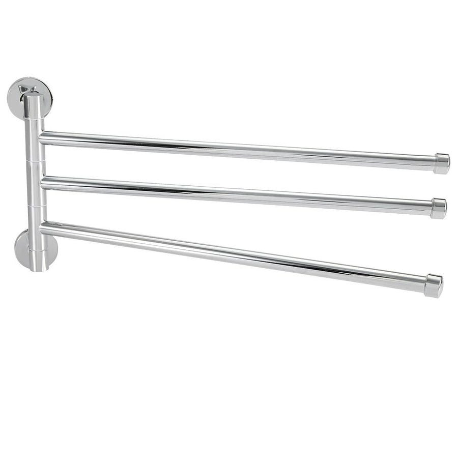 Bathroom Wall Mounted Towel Rack Swing Out Rotating Towel Hanger Shelf (3 Arms)