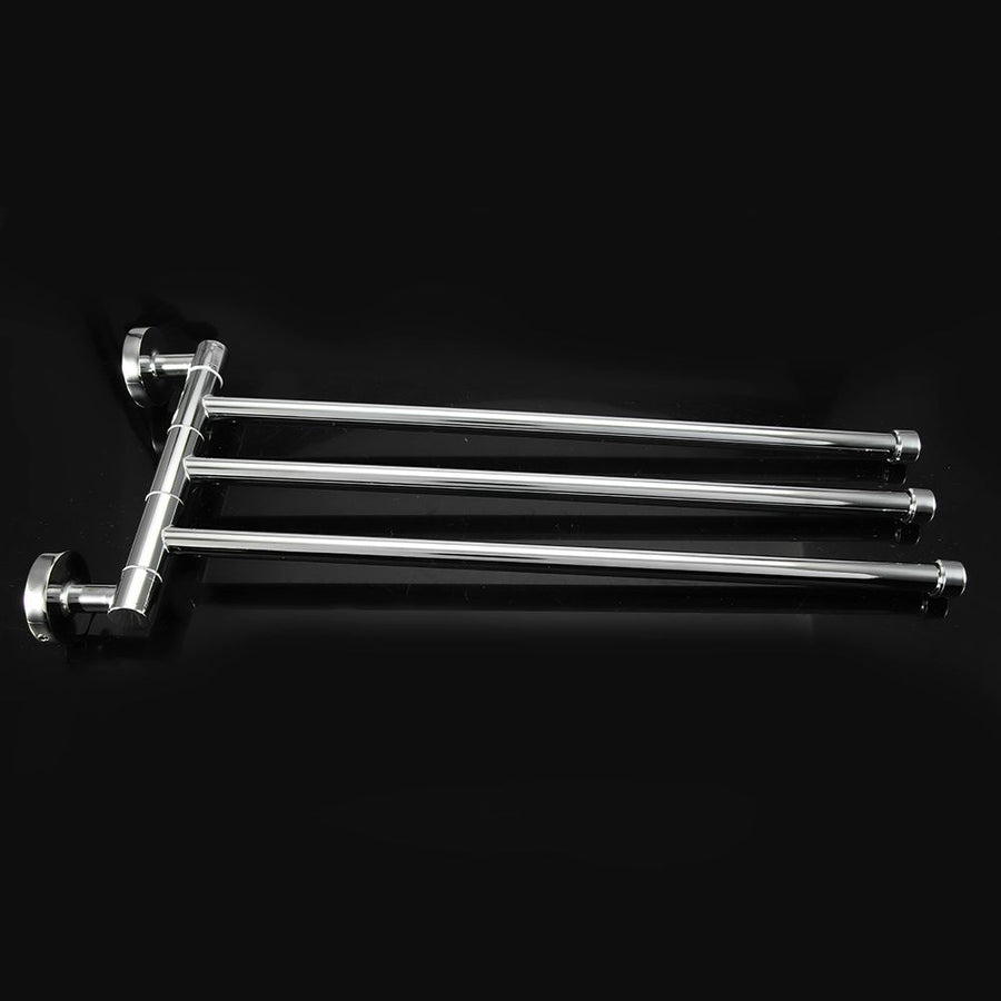 Bathroom Wall Mounted Towel Rack Swing Out Rotating Towel Hanger Shelf (3 Arms)