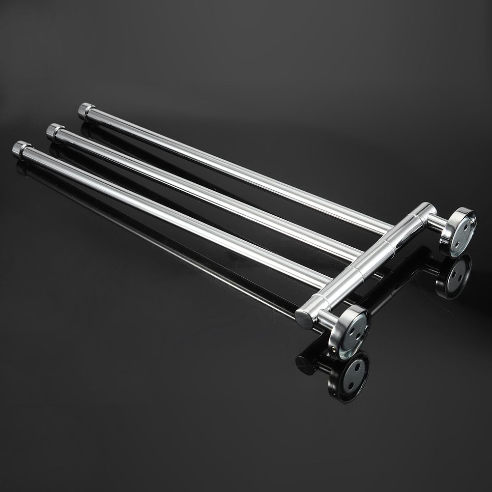 Bathroom Wall Mounted Towel Rack Swing Out Rotating Towel Hanger Shelf (3 Arms)