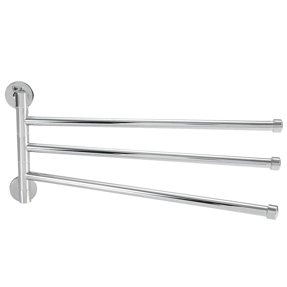 Bathroom Wall Mounted Towel Rack Swing Out Rotating Towel Hanger Shelf (3 Arms)