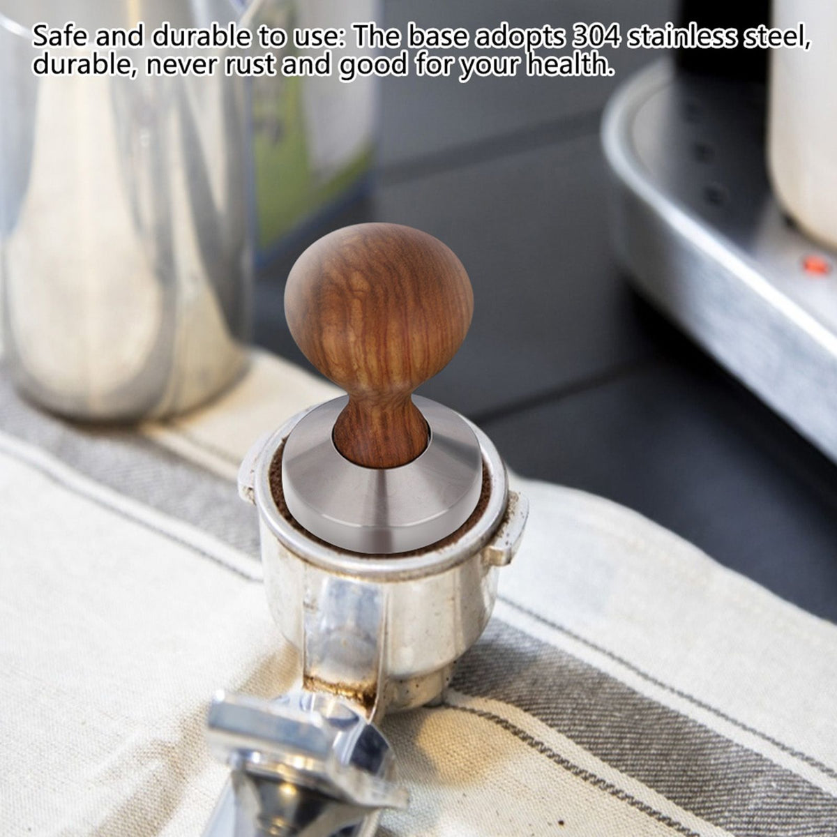 Practical Rosewood Handle Coffee Tamper Espresso Powder Flat Press Hammer (51mm)