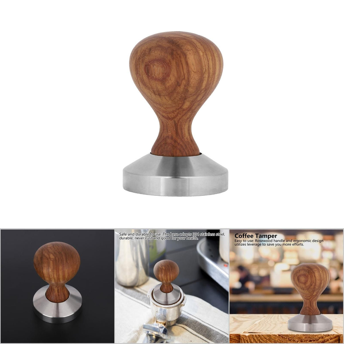 Practical Rosewood Handle Coffee Tamper Espresso Powder Flat Press Hammer (51mm)