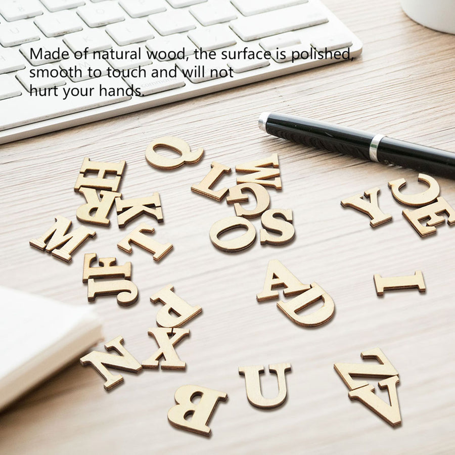 Wooden Self adhesive Numbers Letters for DIY Art Crafts Decor Children Gift (Letters A-Z)