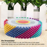 480pcs Dress Wedding Crafts Faux Pearl Round Head Straight Dressmaker Pins DIY Tool (Colorful) - Top-Down View