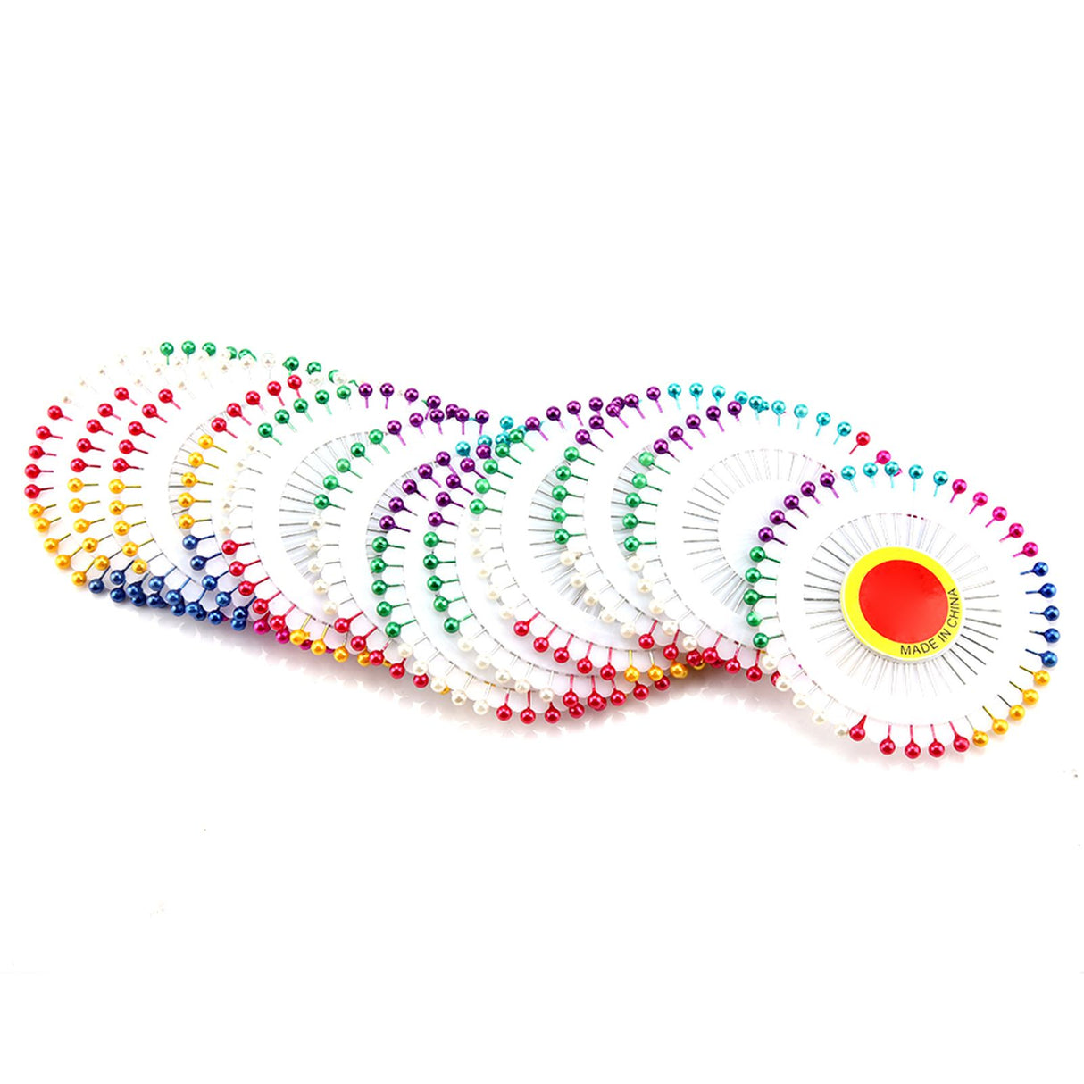 480pcs Dress Wedding Crafts Faux Pearl Round Head Straight Dressmaker Pins DIY Tool (Colorful)