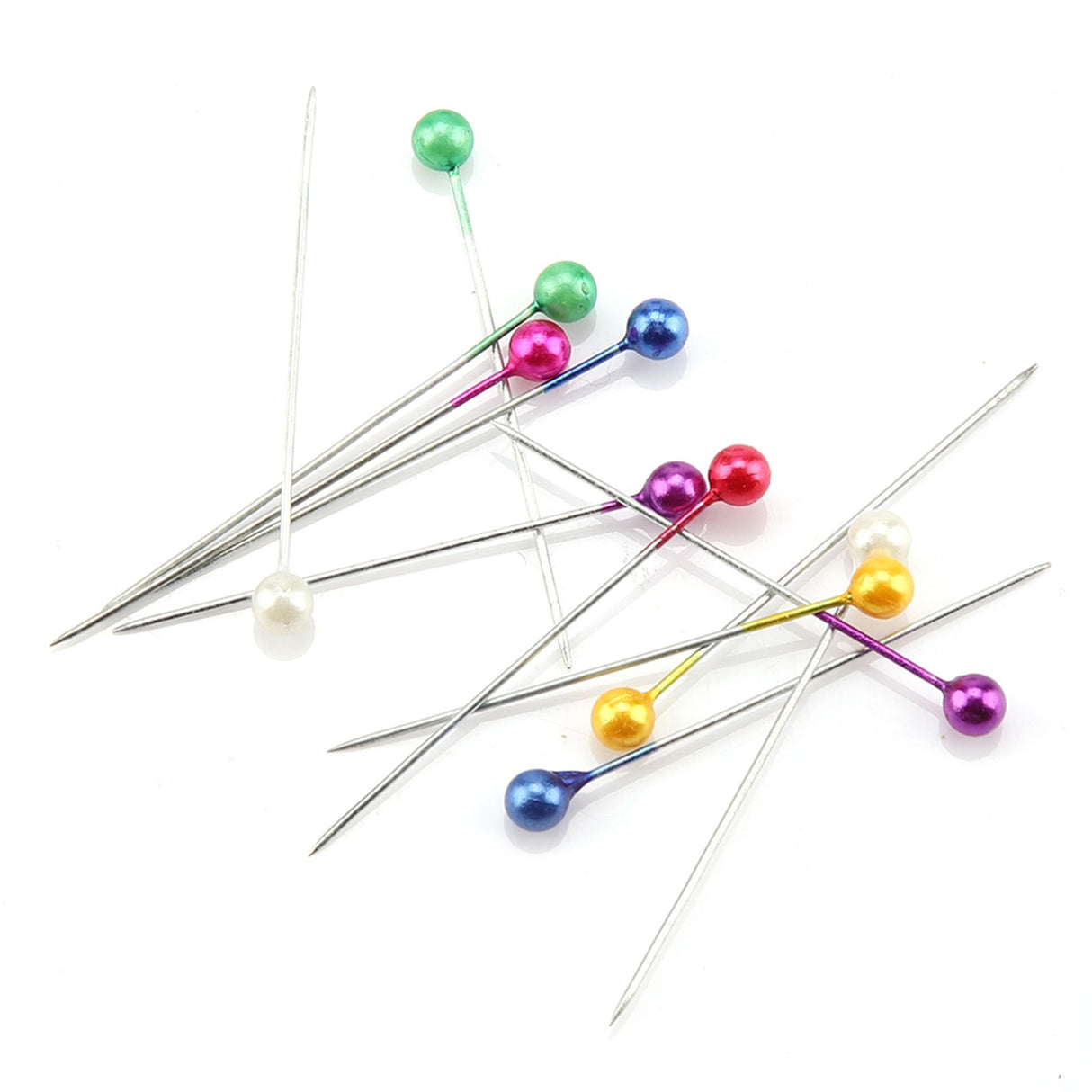 480pcs Dress Wedding Crafts Faux Pearl Round Head Straight Dressmaker Pins DIY Tool (Colorful)
