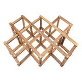 Foldable Wooden Wine Rack Organizer Display Shelf 10 Bottles Capacity - Side View