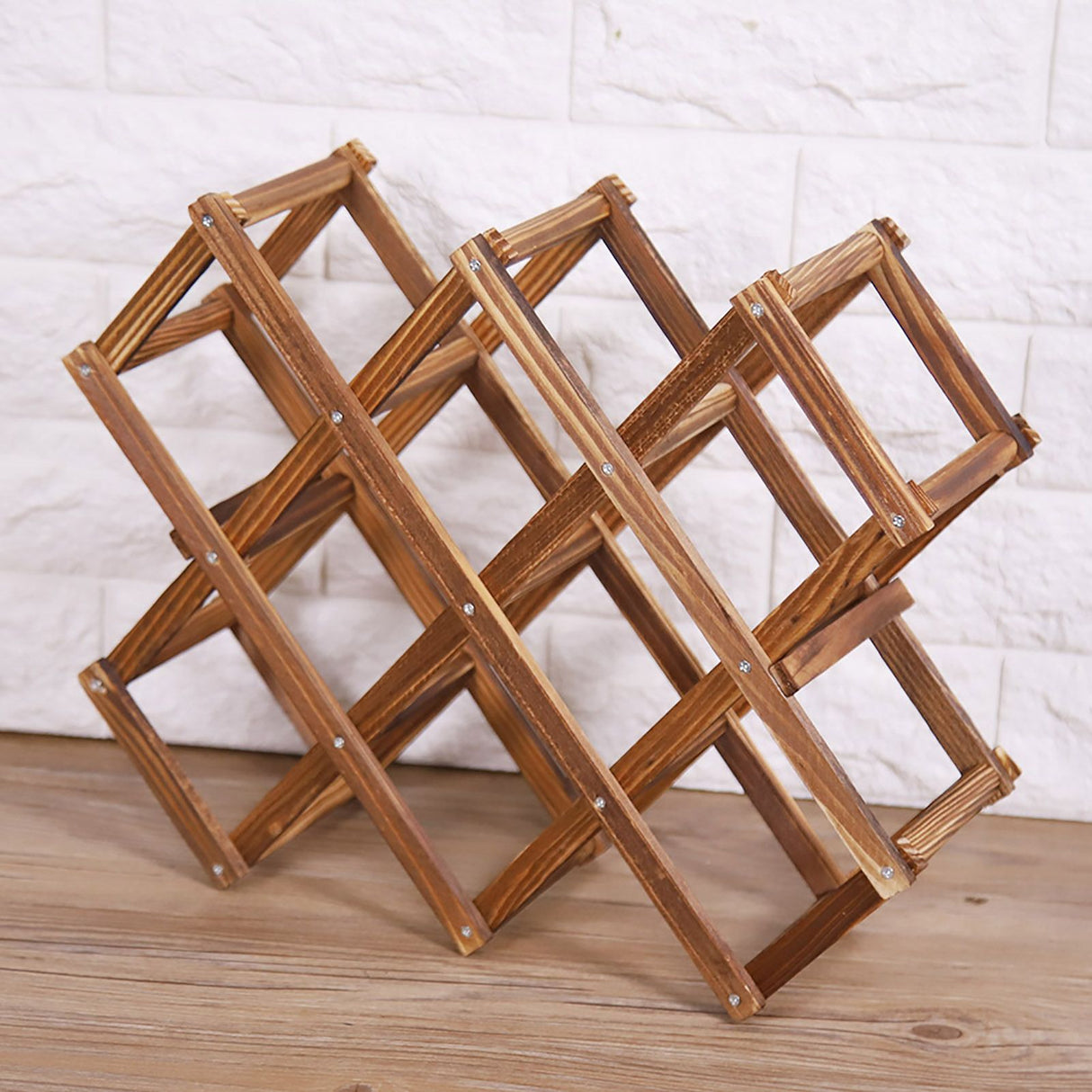 Foldable Wooden Wine Rack Organizer Display Shelf 10 Bottles Capacity