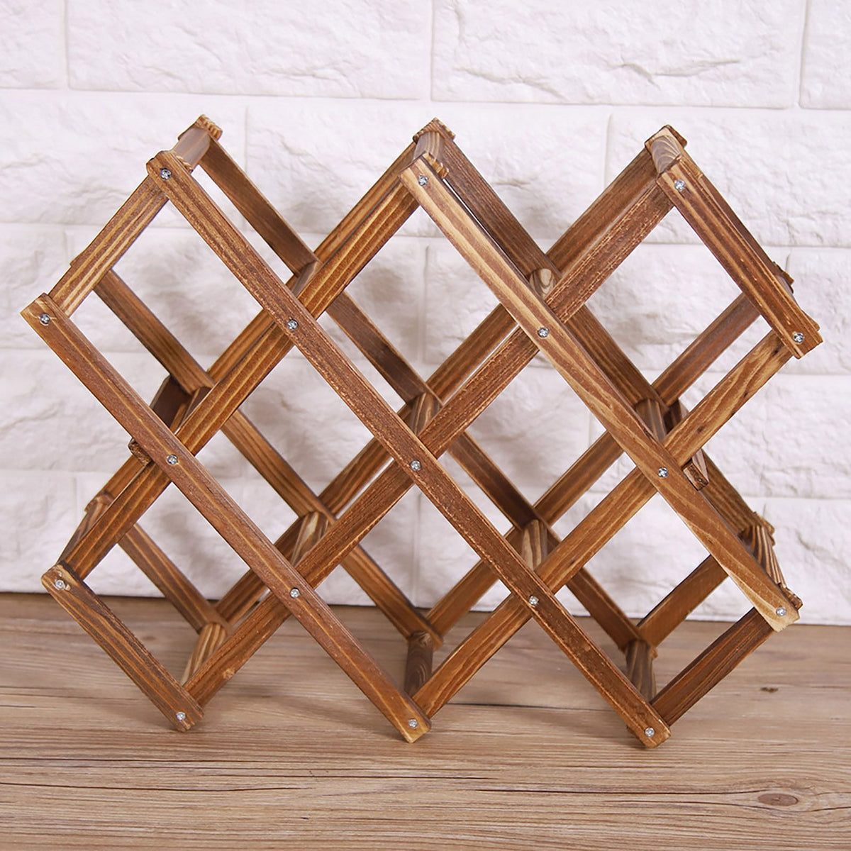 Foldable Wooden Wine Rack Organizer Display Shelf 10 Bottles Capacity
