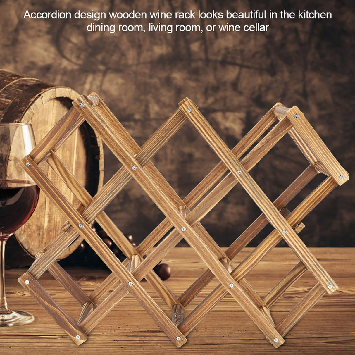 Foldable Wooden Wine Rack Organizer Display Shelf 10 Bottles Capacity