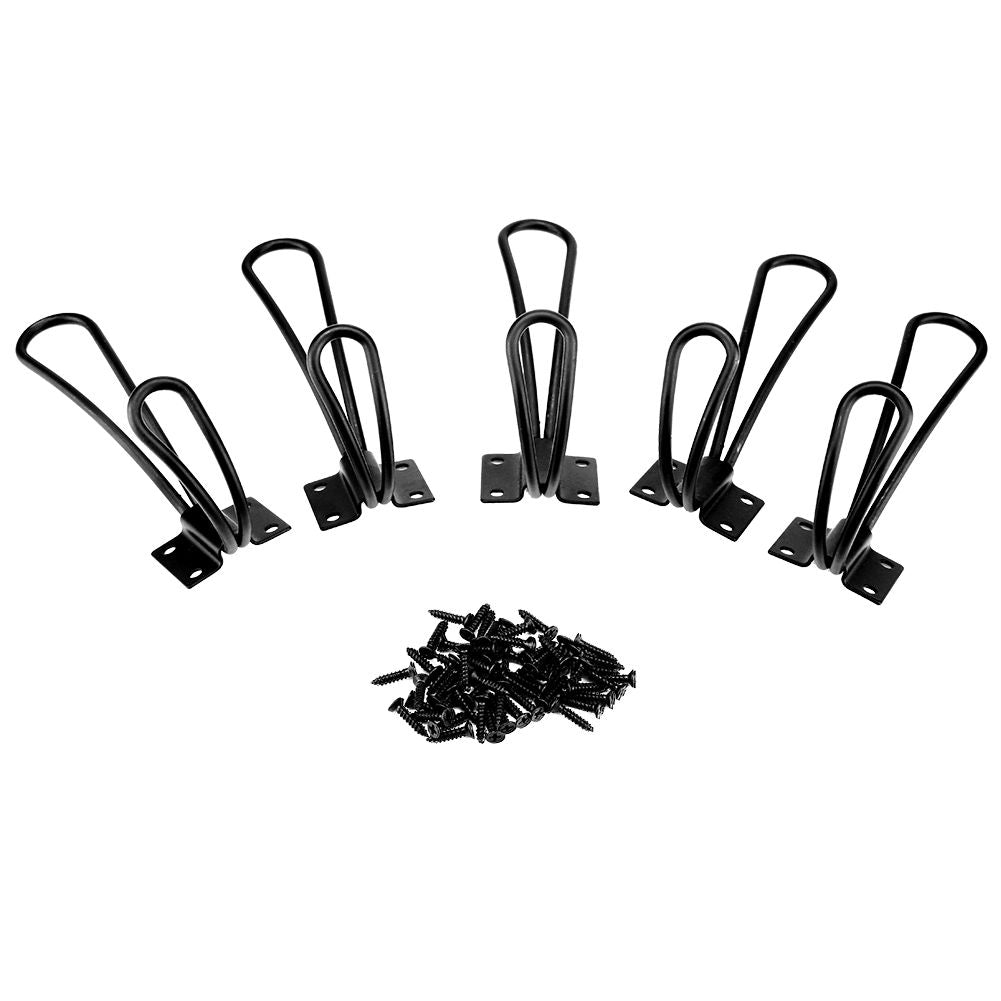 Vintage Style Double Coat Hat Hooks Closet Hanger Organizer (5PCS Black L)