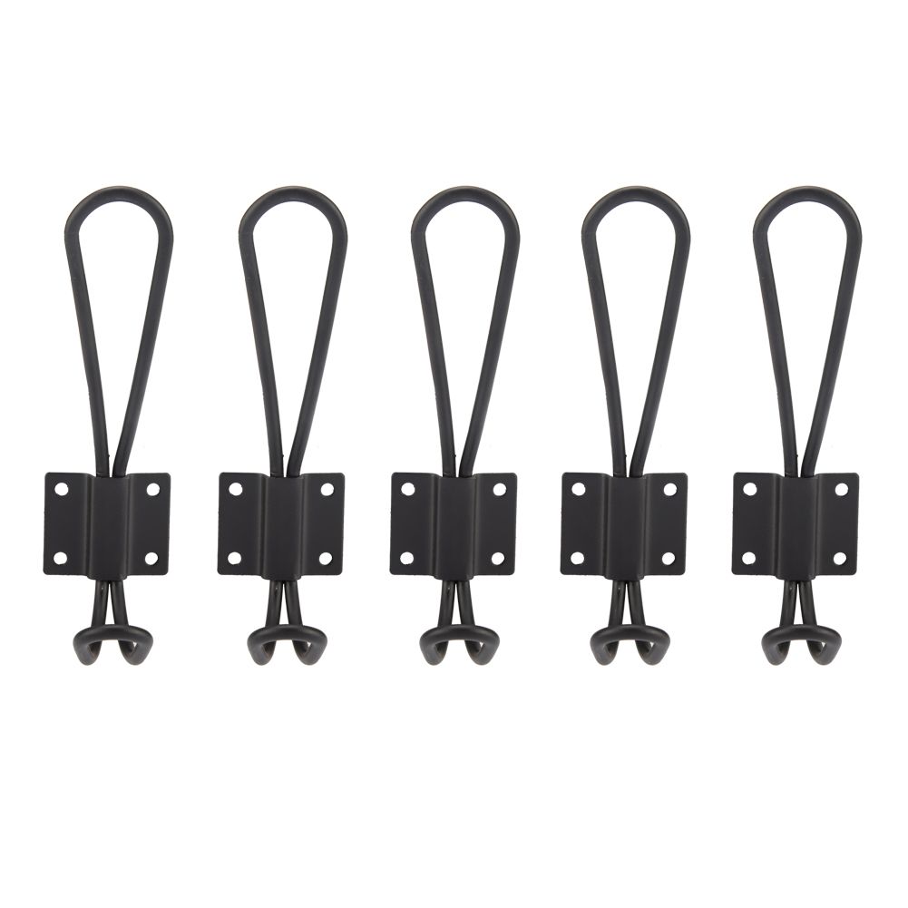 Vintage Style Double Coat Hat Hooks Closet Hanger Organizer (5PCS Black L)
