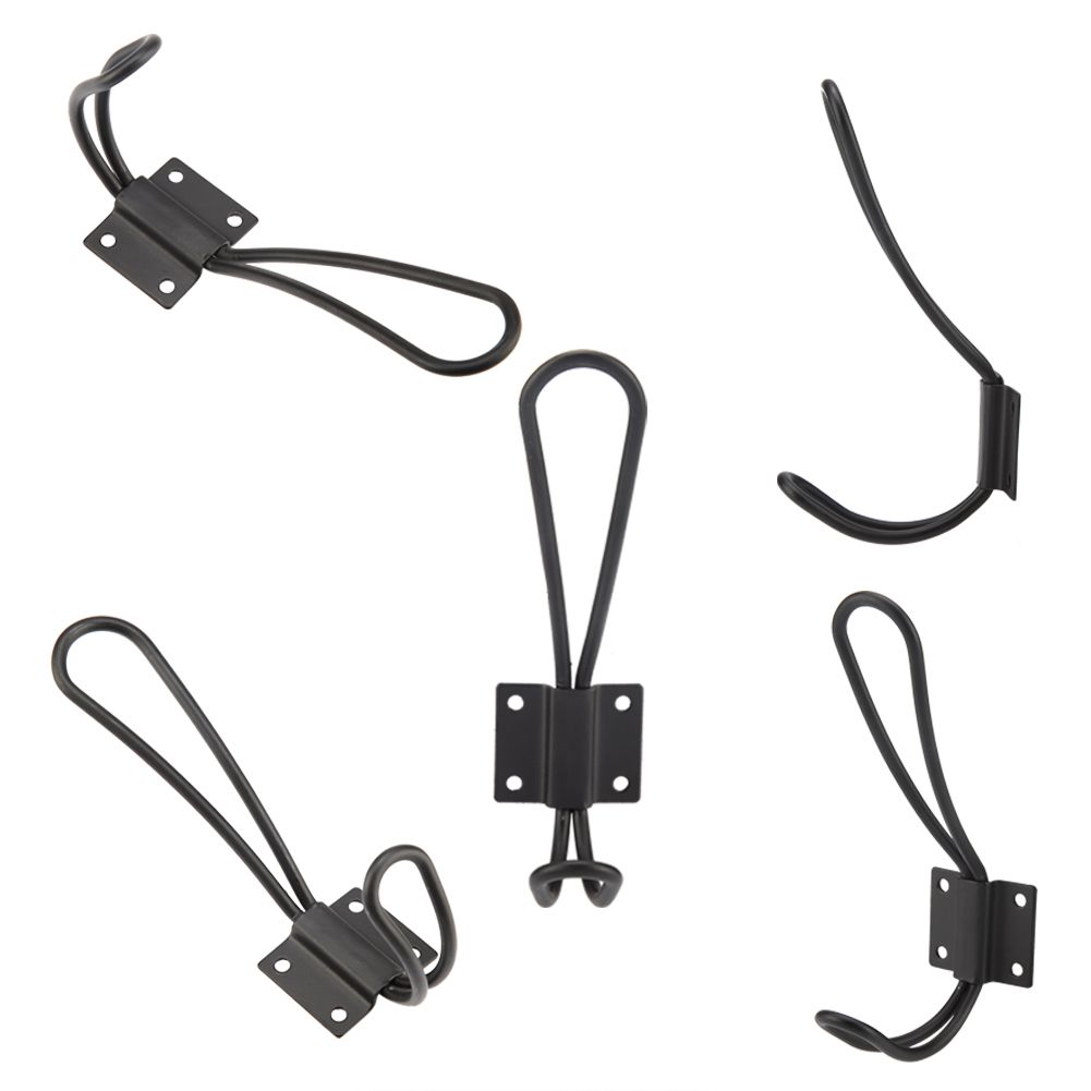 Vintage Style Double Coat Hat Hooks Closet Hanger Organizer (5PCS Black L)