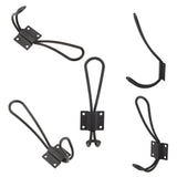 Vintage Style Double Coat Hat Hooks Closet Hanger Organizer (5PCS Black L) - Rear View