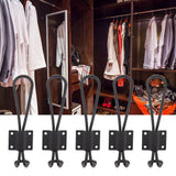 Vintage Style Double Coat Hat Hooks Closet Hanger Organizer (5PCS Black L) - Close-Up Angle