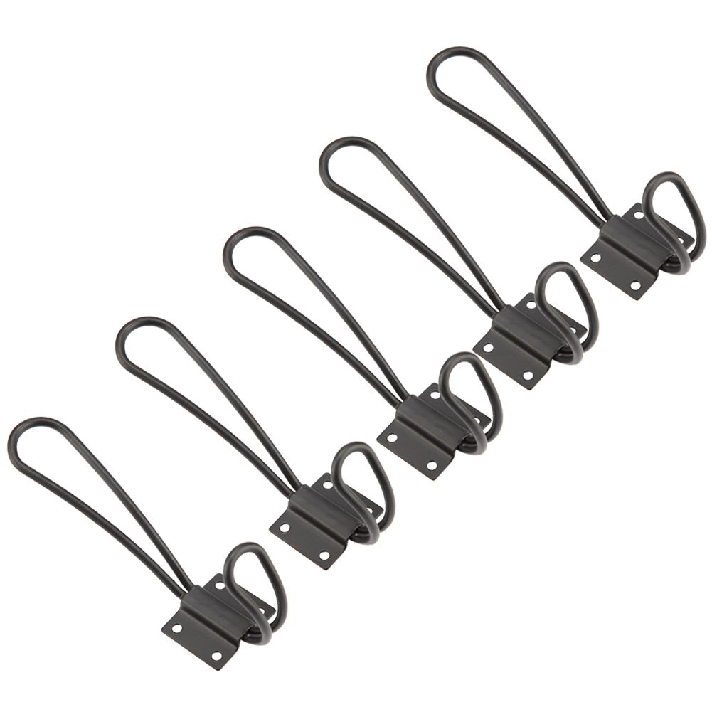Vintage Style Double Coat Hat Hooks Closet Hanger Organizer (5PCS Black L)