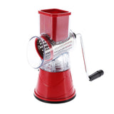 Manual Rotary Drum Grater Stainless Steel Cheese Grater Vegetables Cutter Slicing Tool Shredder Red - Low Angle