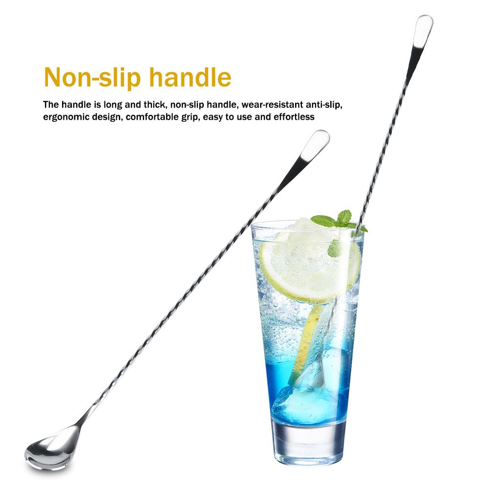 Stainless Steel Bar Cocktail Stirring Spoon With Fork Mixing Drink Puddler Mixer
