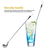 Stainless Steel Bar Cocktail Stirring Spoon With Fork Mixing Drink Puddler Mixer - Top-Down View