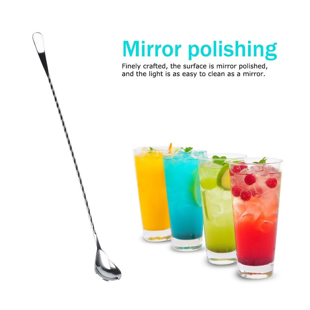 Stainless Steel Bar Cocktail Stirring Spoon With Fork Mixing Drink Puddler Mixer
