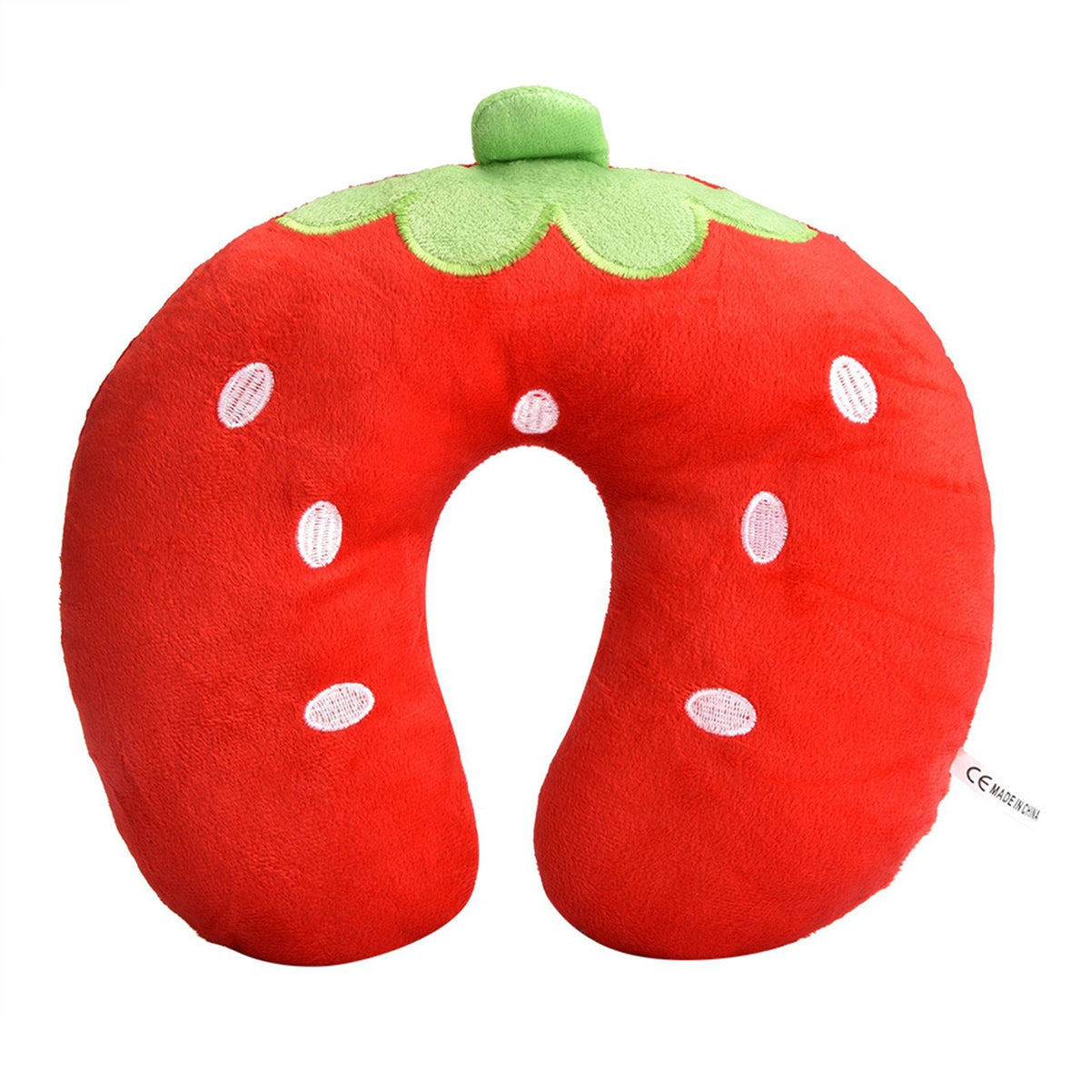 Soft Cotton U shaped Pillow for Baby Kids Travel Car Seat Neck Rest (Strawberry)