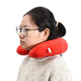 Soft Cotton U shaped Pillow for Baby Kids Travel Car Seat Neck Rest (Strawberry)