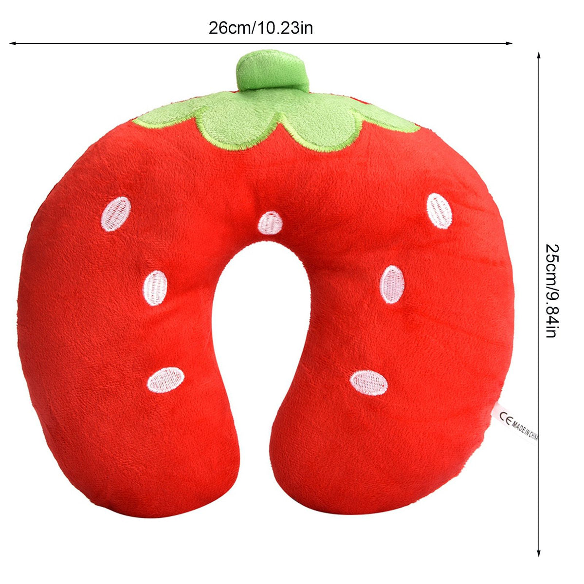 Soft Cotton U shaped Pillow for Baby Kids Travel Car Seat Neck Rest (Strawberry)
