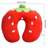Soft Cotton U shaped Pillow for Baby Kids Travel Car Seat Neck Rest (Strawberry)