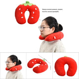 Soft Cotton U shaped Pillow for Baby Kids Travel Car Seat Neck Rest (Strawberry) - Extra Image