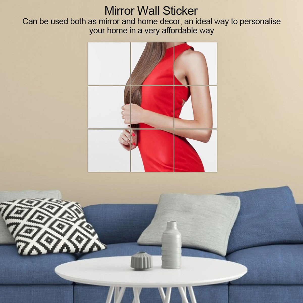 16Pcs Self Adhesive Square Shape PVC Mirrors Wall Stickers for Home Window Tiles
