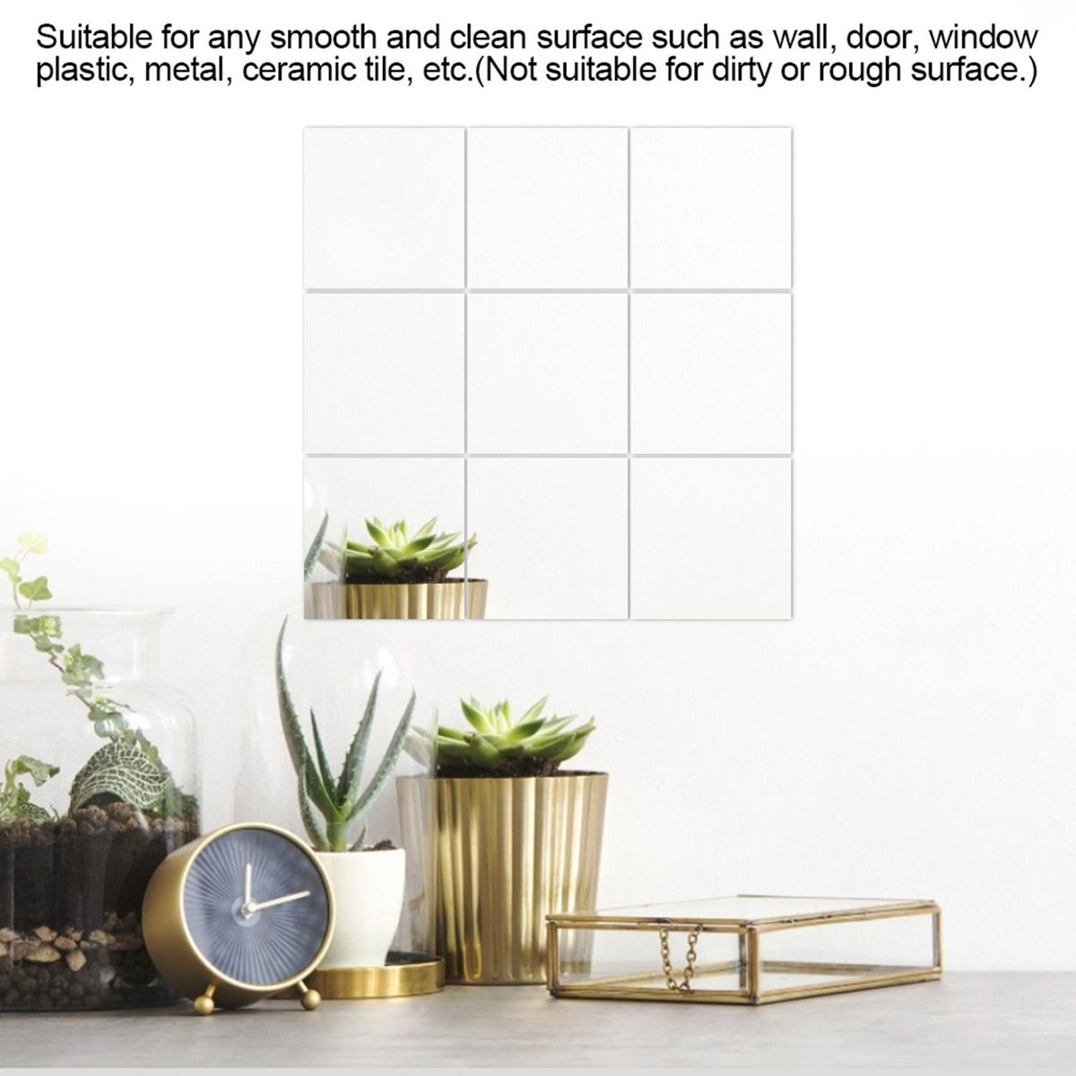 16Pcs Self Adhesive Square Shape PVC Mirrors Wall Stickers for Home Window Tiles