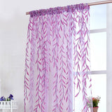 100 x 200 cm Wicker Print Sheer Vintage Embroidery Voile Window Panels for Bedroom Purple - 45-Degree Angle