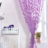100 x 200 cm Wicker Print Sheer Vintage Embroidery Voile Window Panels for Bedroom Purple - Rear View