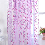 100 x 200 cm Wicker Print Sheer Vintage Embroidery Voile Window Panels for Bedroom Purple - Close-Up Angle