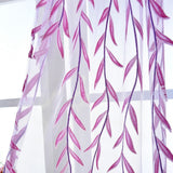 100 x 200 cm Wicker Print Sheer Vintage Embroidery Voile Window Panels for Bedroom Purple - Low Angle