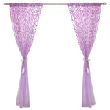 100 x 270 cm Wicker Print Sheer Vintage Embroidery Voile Window Panels for Bedroom Purple