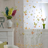 100 x 200 cm Butterfly Print Sheer Vintage Embroidery Voile Window Panels Yellow & Green