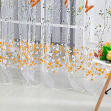 100 x 200 cm Butterfly Print Sheer Vintage Embroidery Voile Window Panels Yellow & Green