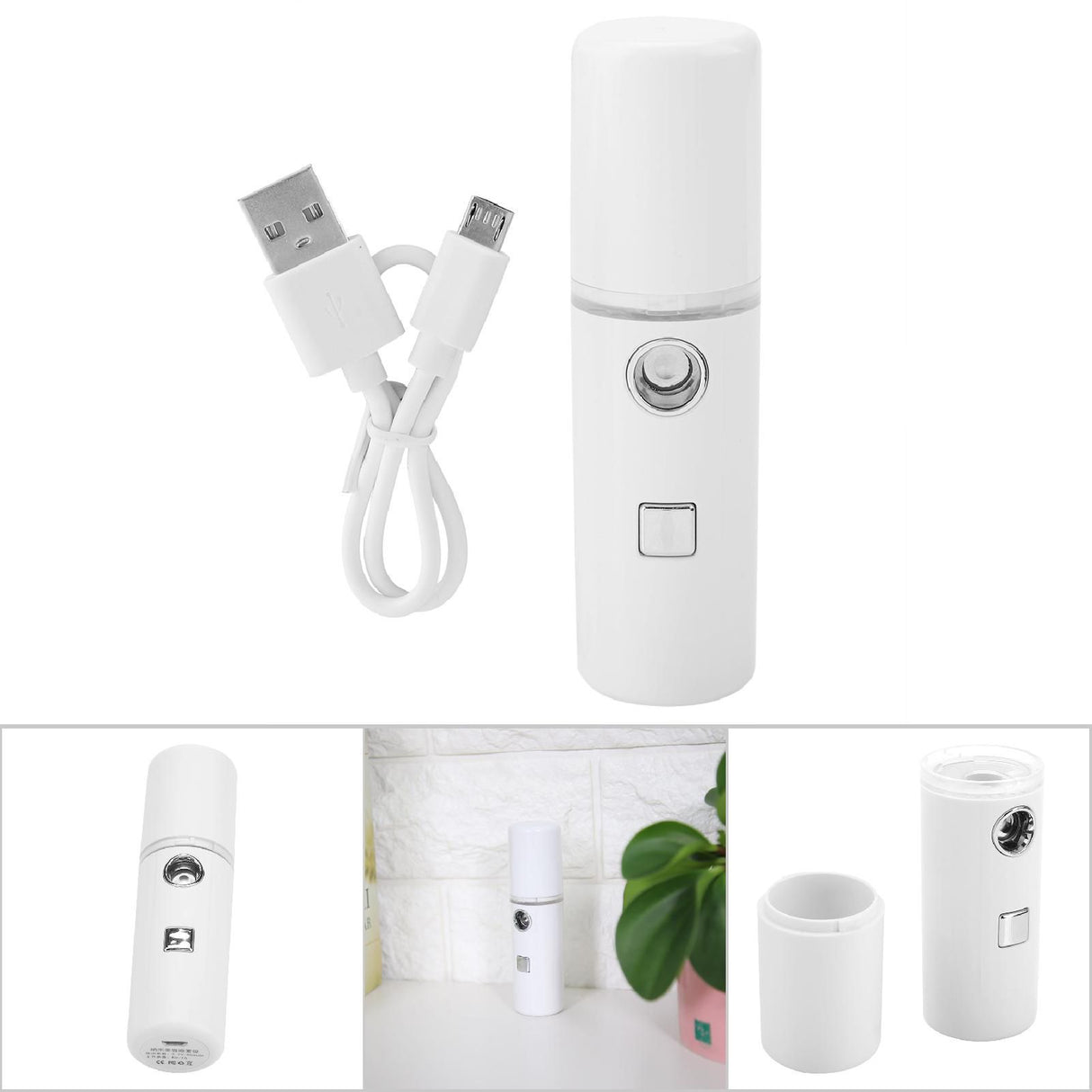 Durable Lightweight Portable Rechargeable Humidifier Moisturing Sprayer Skin Care(White)