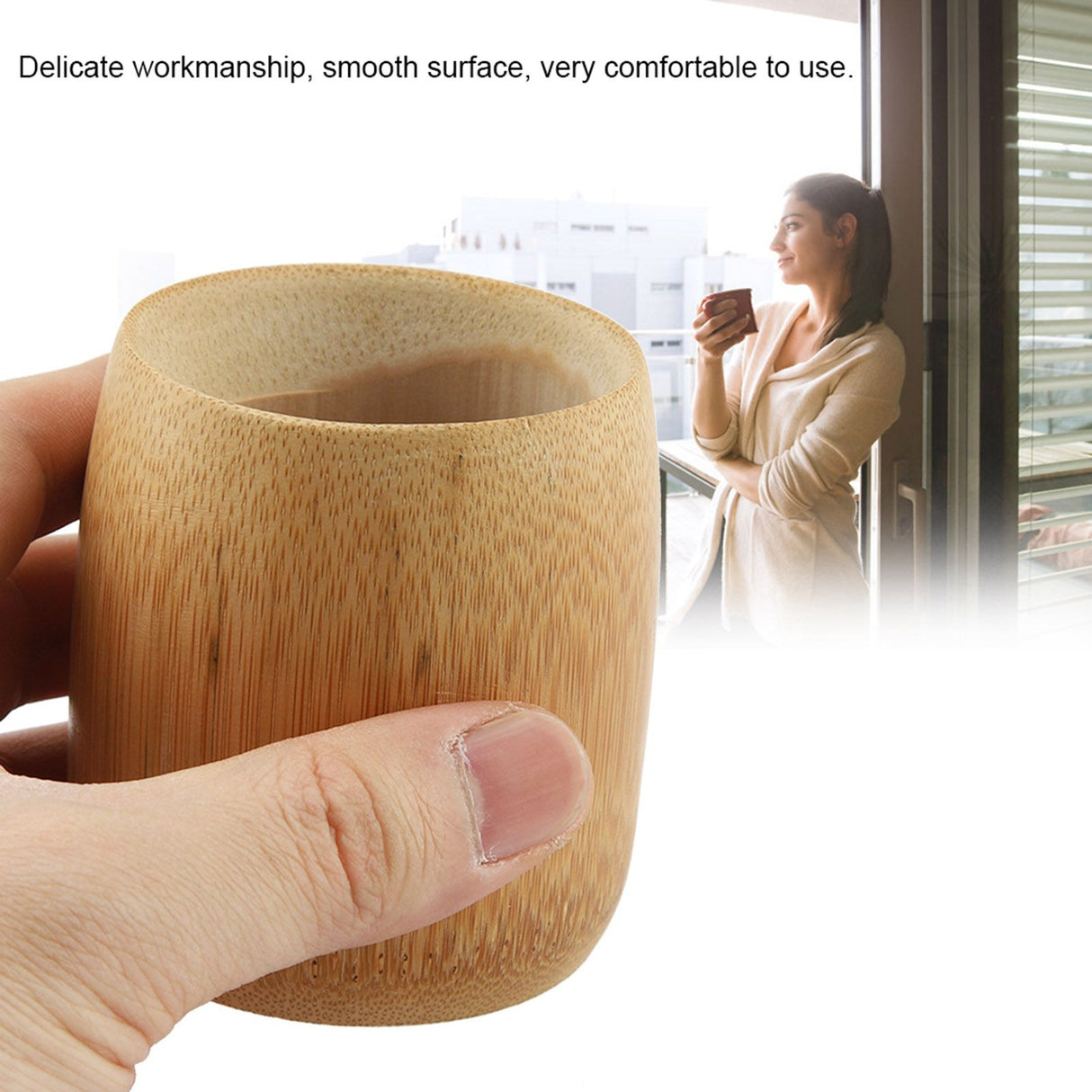 Natural Pure Bamboo Tea Cup Handmade No Paint Eco friendly Water Cups(Round Mouth M)