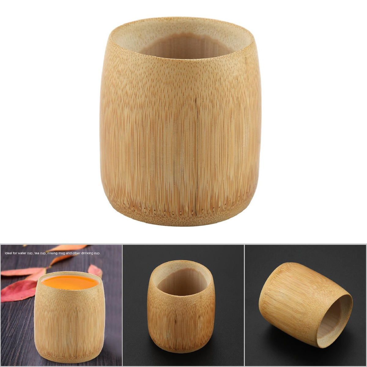 Natural Pure Bamboo Tea Cup Handmade No Paint Eco friendly Water Cups(Round Mouth M)