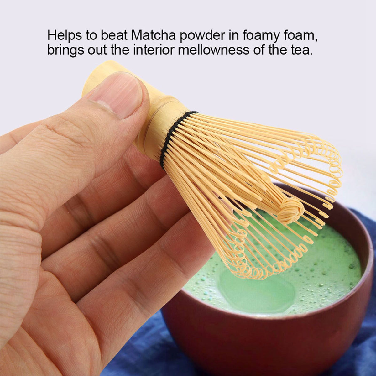 Natural Bamboo Tea Whisk Chasen Preparing Matcha Powder Brush Tool(54 Prongs)