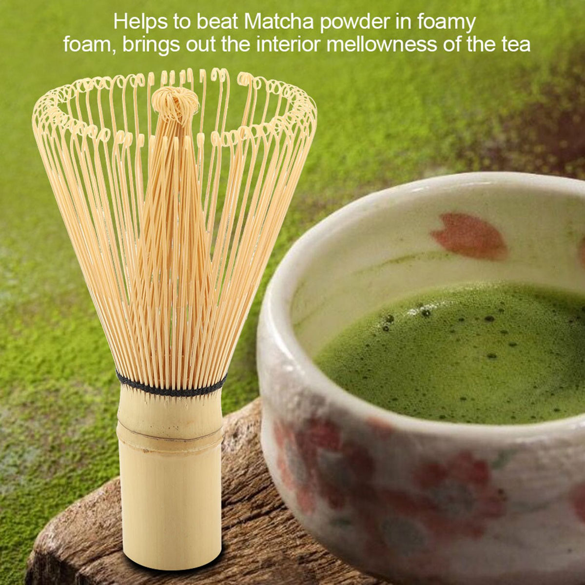 Natural Bamboo Tea Whisk Chasen Preparing Matcha Powder Brush Tool(72 Prongs)