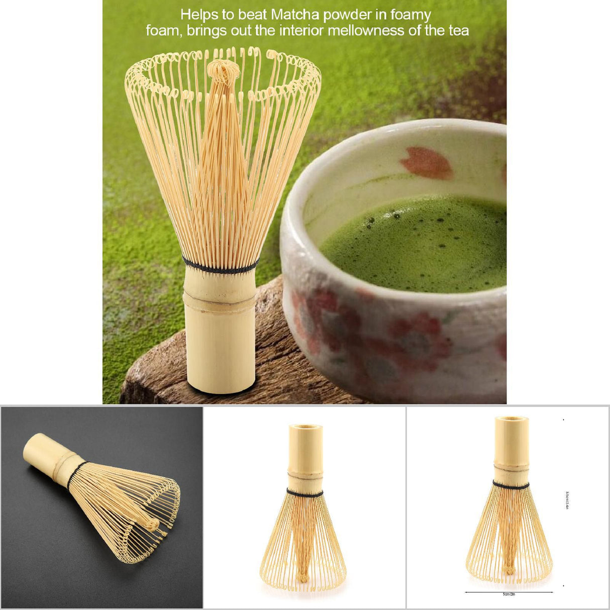 Natural Bamboo Tea Whisk Chasen Preparing Matcha Powder Brush Tool(72 Prongs)