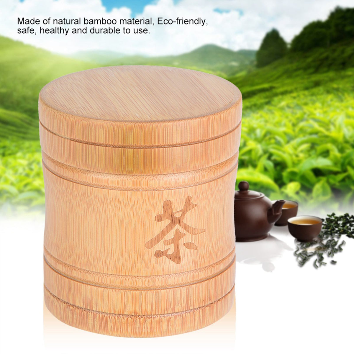 Portable Lightweight Bamboo Tea Jar Storage Holder Container Box